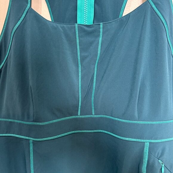Title Nine Nimblene Dress Size 14 Blue Racerback Sleeveless Outdoor Travel UPF - Picture 2 of 9